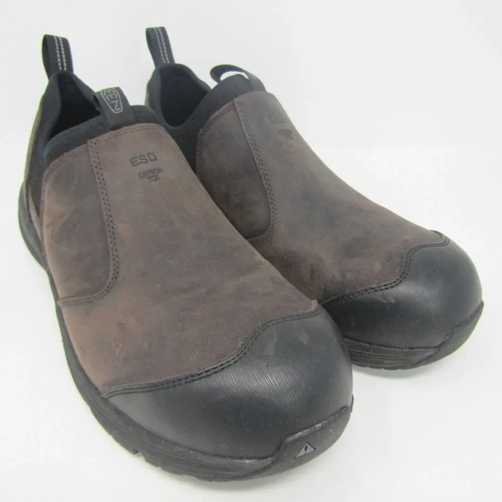 KEEN Utility Vista Energy ESD Carbon Toe Slip-On Work Shoes Men's US 11D Brown